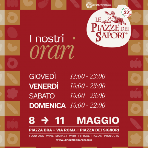 Date e orari - Le Piazze dei Sapori 2025